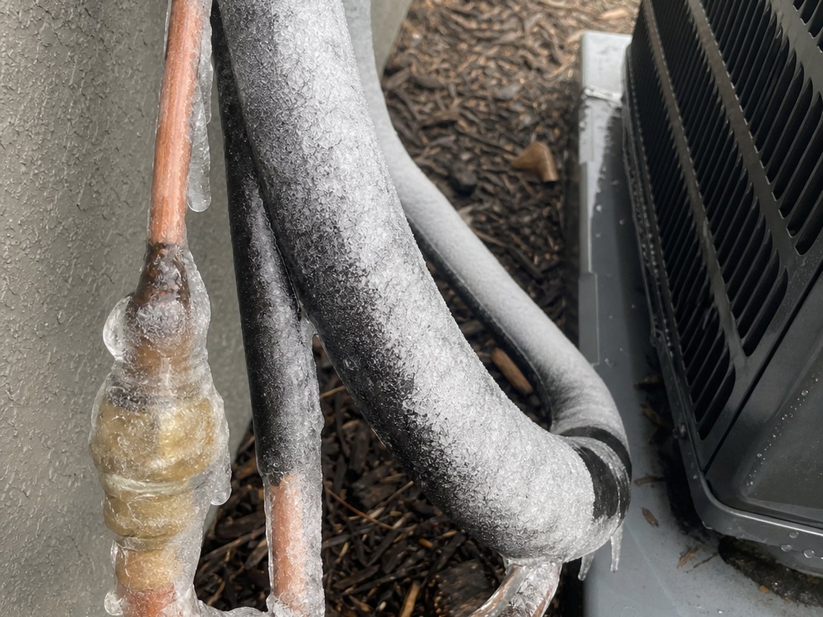 Ice on an AC copper line at a Kissimmee home